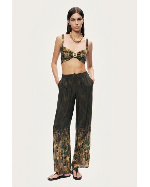 Nocturne Green Printed Ring Detail Crop Top