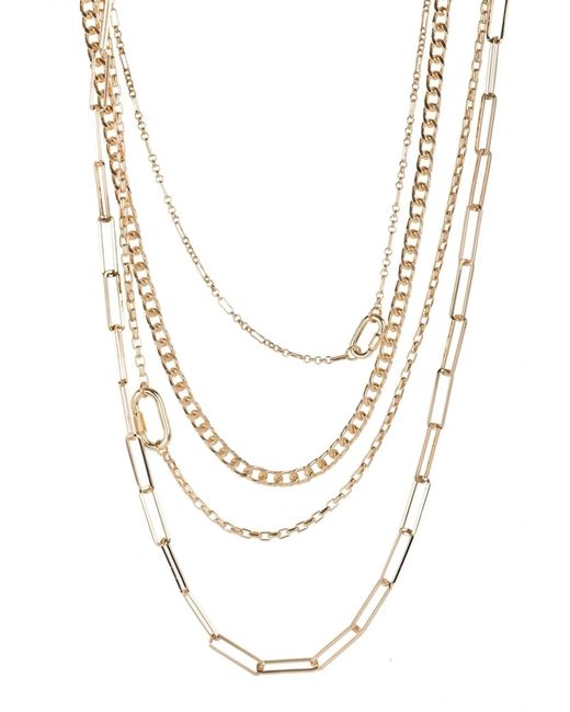 Saachi White Layered Chain Multi Necklace