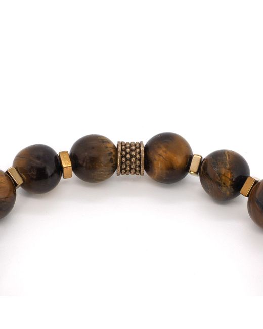 Ebru Jewelry Brown Tiger's Eye Stone Beaded Gladiator Bracelet for men