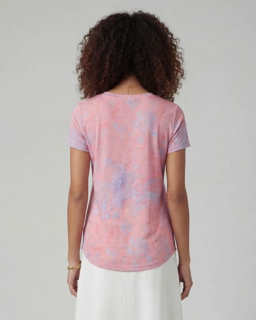 Lords of Harlech Pink Victoria Paisley Explosion Coral V-Neck Printed Top