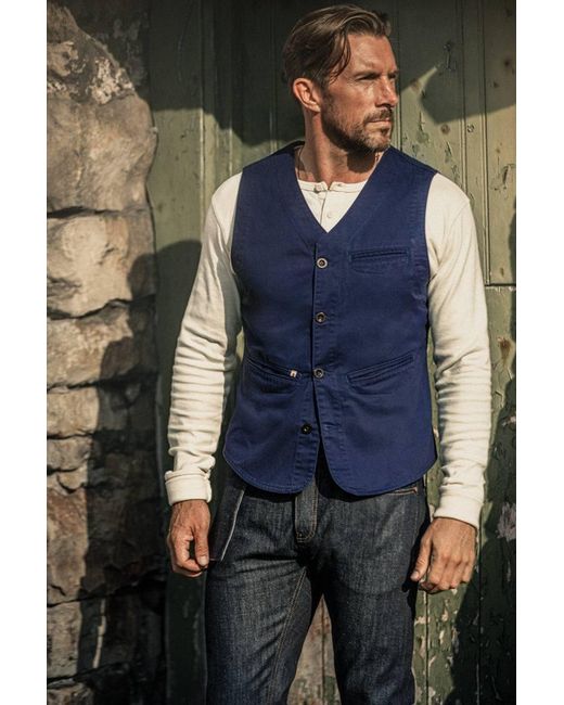 &SONS Trading Co Blue Watson Waistcoat Midnight for men