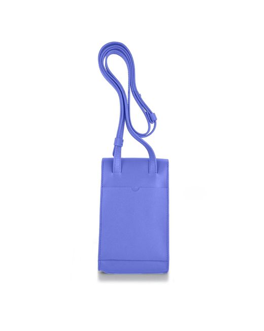 godi. Blue Handmade Adjustable Leather Phone Bag With Pocket