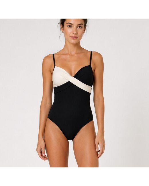 Nuvv Collection Black Monochrome Twist One-Piece Swimsuit