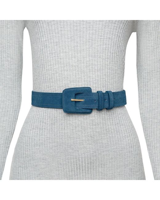 BeltBe Blue Suede Rectangle Buckle Belt
