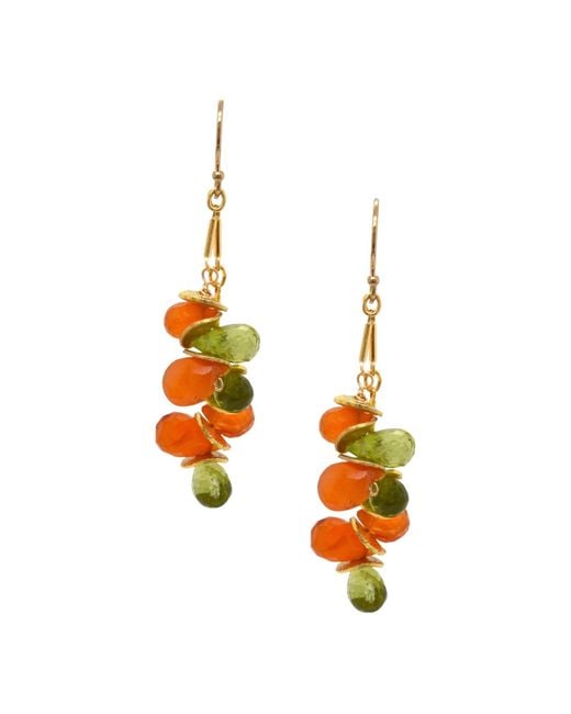 Lori Kaplan Design Metallic Signature Carnelian Peridot Earrings