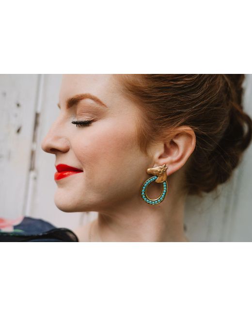 The Pink Reef Metallic Lexington Horse Earring