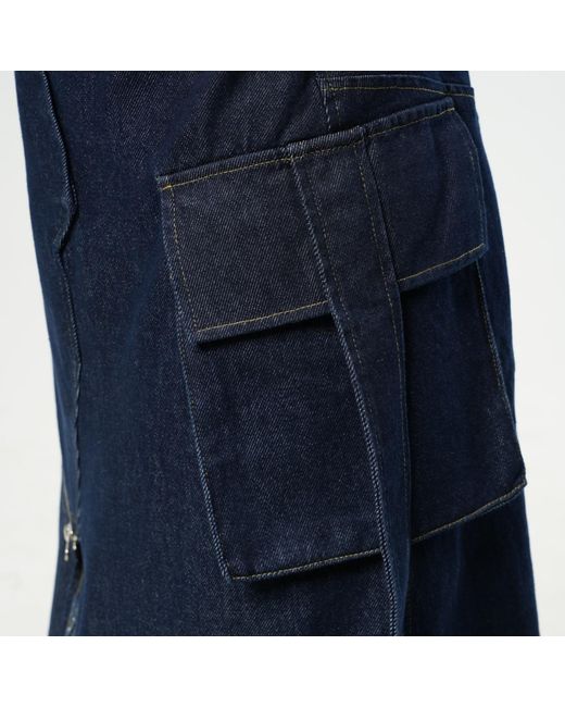 Metamorph Blue Asymmetric Dark Denim Skirt With Zippers