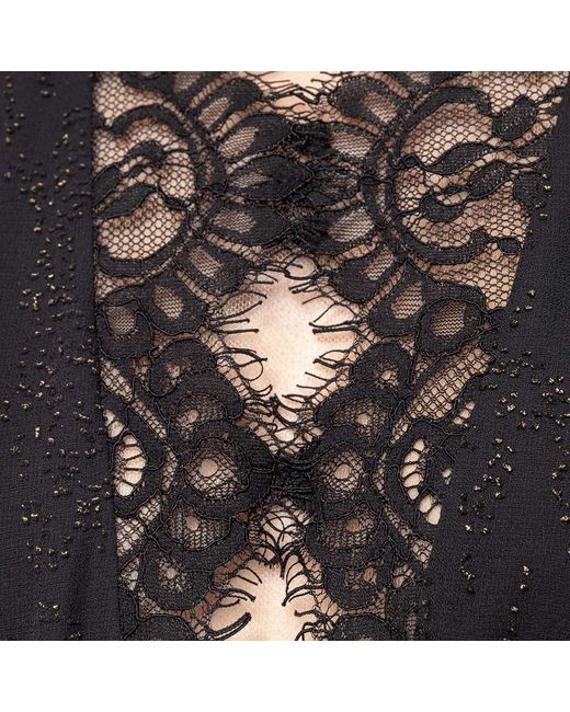Nissa Black Lace Insert Chiffon Midi Dress