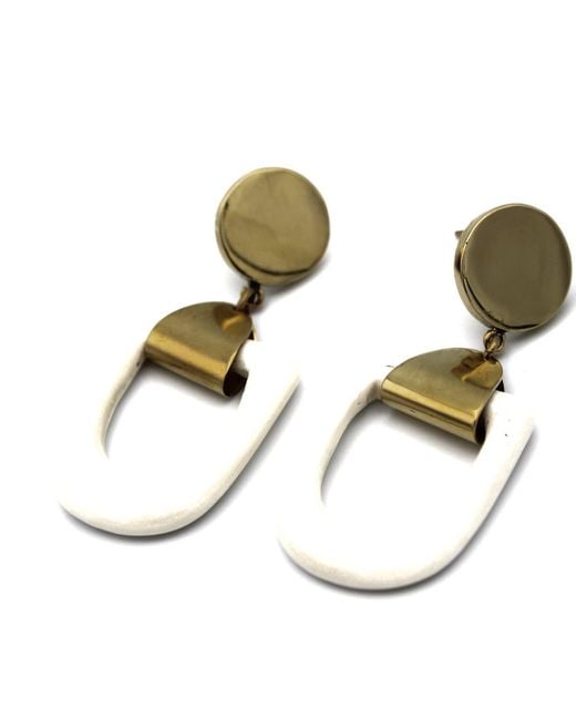 Lala Salama Metallic Bahari Resin Oval Earrings