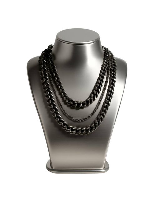 Sylvia Piechulla Metallic Chunky 3-Tier Aluminium Metal Chain Necklace