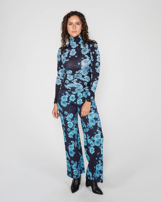 Lords of Harlech Blue Kate Serious Floral Turtleneck