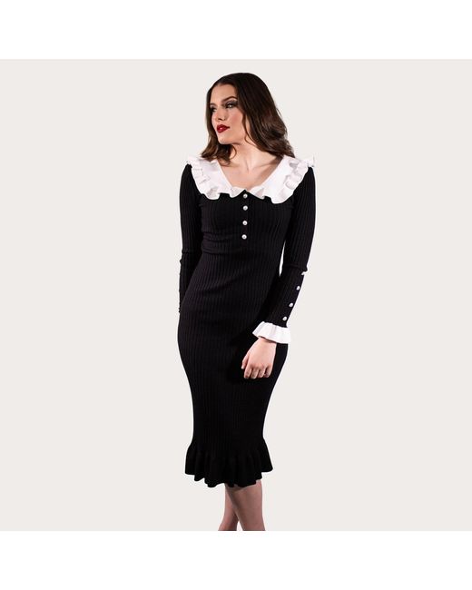 Chanel Joan Elkayam Black Ruffled Detailed Knitted Dress