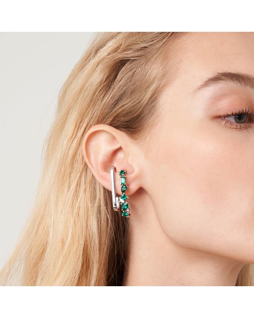 Juvetti Metallic Serene Earrings With Emerald Set