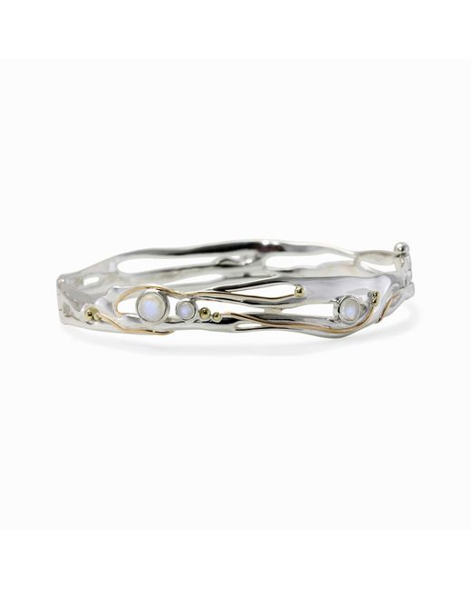 Isla Silver Metallic Handmade Sterling Moonstone Bangle