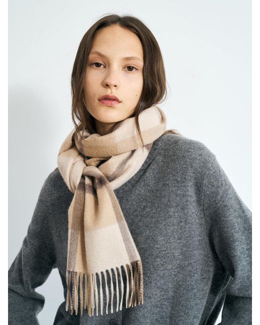 Lost Pattern Natural Plaid Cashmere Scarf
