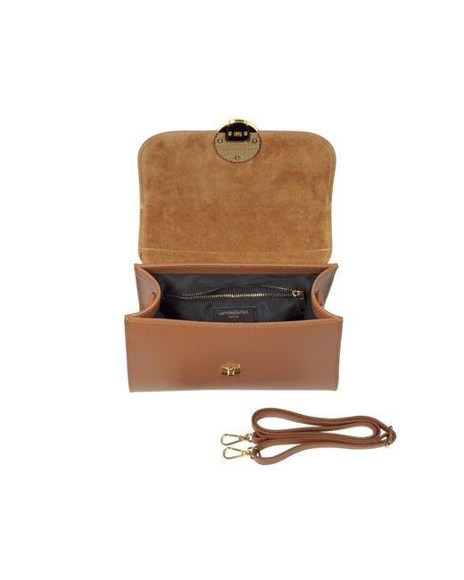 Le Parmentier Brown Bombo Top-Handle Satchel Bag W/Strap