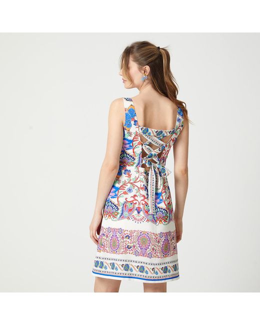 Lalipop Design Blue A-Line Paisley-Print Mini Dress