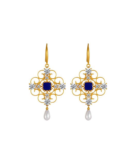 Retro Chic Metallic Orchid Dream Pearl Earrings