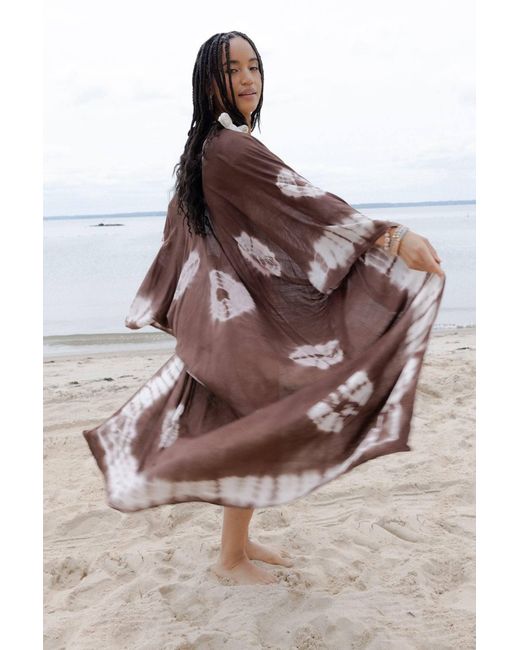 Saachi Brown Tie Dye Maxi Kimono