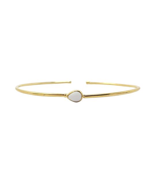 Harfi Multicolor Plated Minimalist Pearl June Birthstone Bangle
