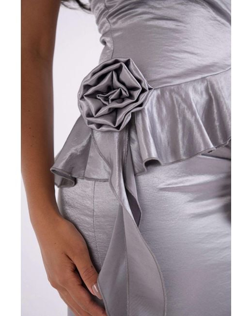 Amy Lynn Gray Susie Satin Ruffle Flower Detail Top