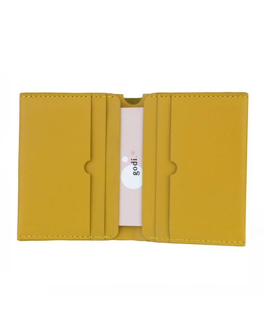 godi. Yellow Handmade Bifold Leather Wallet