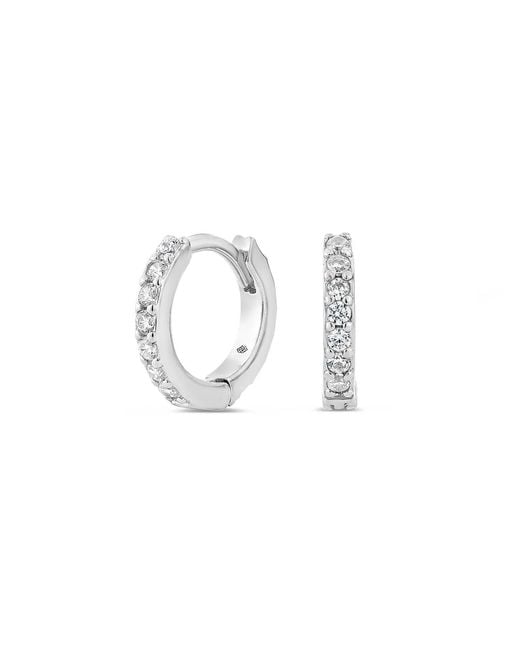 SALLY SKOUFIS Metallic Light Huggie Earrings With Made Cz Diamond Stimulant