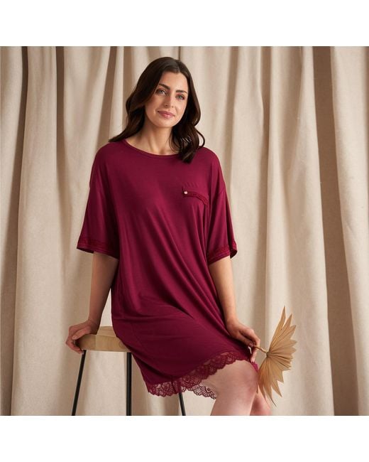 Pretty You London Purple Bamboo Lace Tee Dress