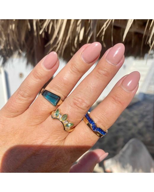 Glamrocks Jewelry Blue Peak Baguette Ring- Sapphire