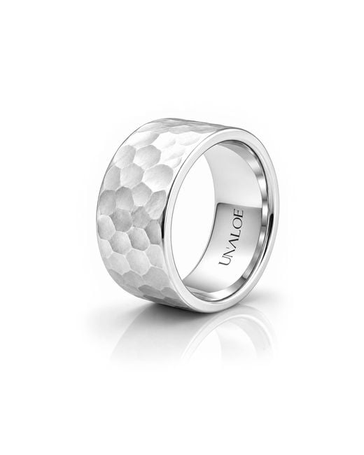 Unaloe Metallic Classic Hammered French Ring For for men
