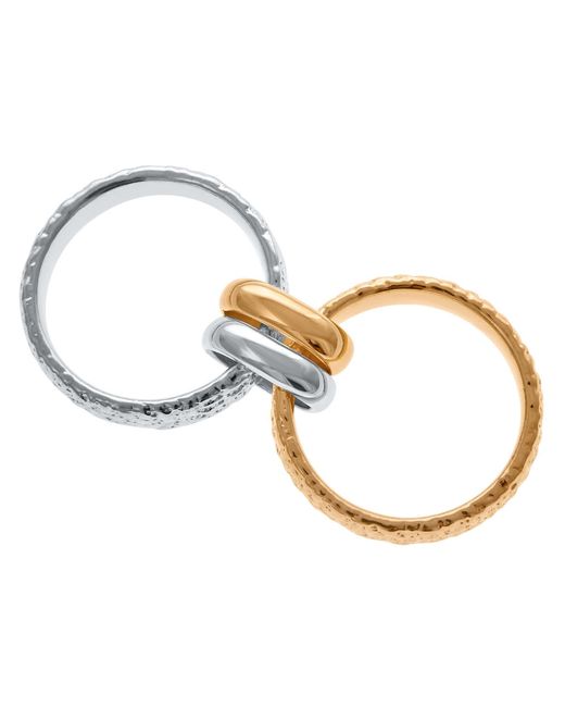Lucy Quartermaine Metallic Solid Sterling Multi Finish Double Hula Joined Ring