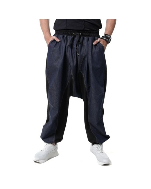 Metamorph Blue Denim Harem Pants for men