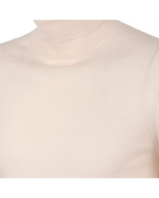 DAVID WEJ White Neutrals Dixon Light Wool Roll Neck Jumper – Cream for men