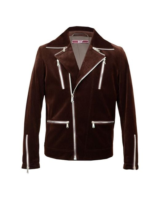 DAVID WEJ Brown Washington Corduroy Biker Jacket for men