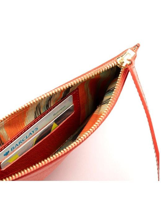 SJW BAGS LONDON Orange Marissa Leather Clutch/Wristlet- Burnt