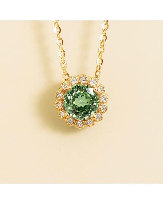 Juvetti Green Solen Necklace Set With Sapphire & Diamond