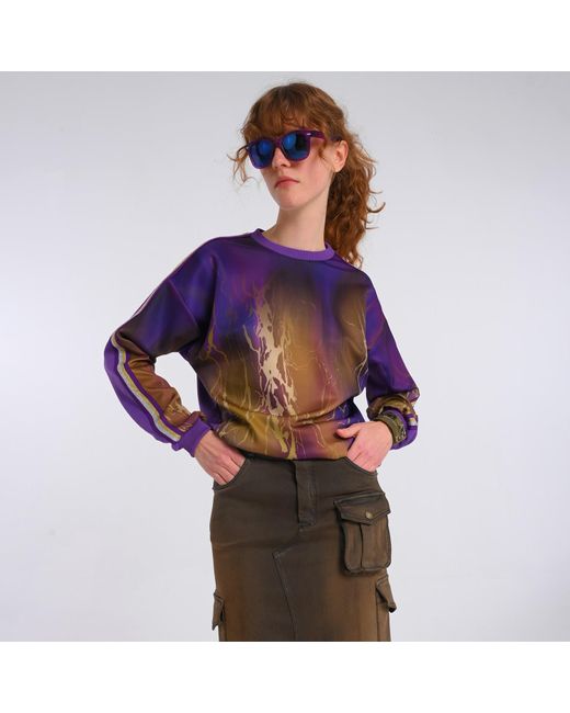 Lalipop Design Blue Abstract Print & Paneled Sweatshirt