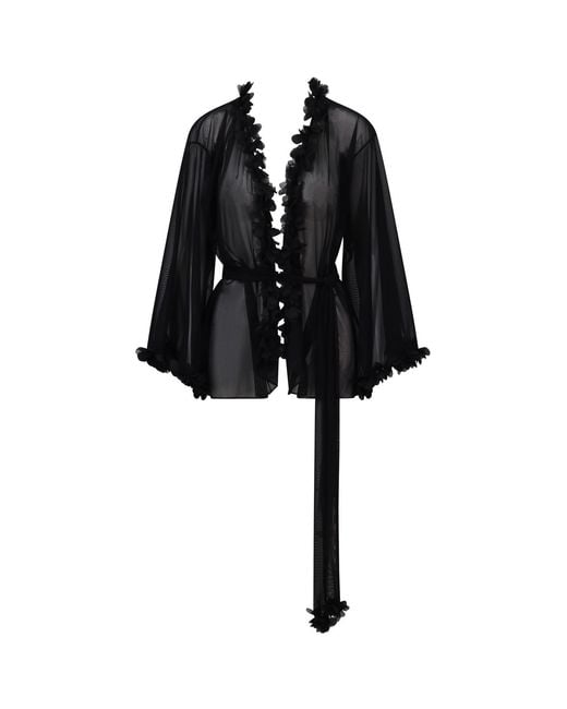 Belle -et-BonBon Black Fifi New Edition Backless Short Petal Kimono