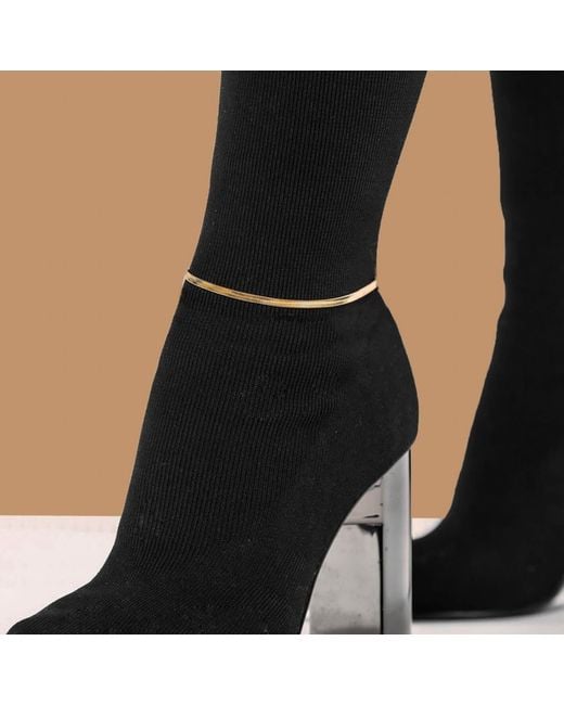 VIEA Metallic Antonette Herringbone Flat Chain Anklet