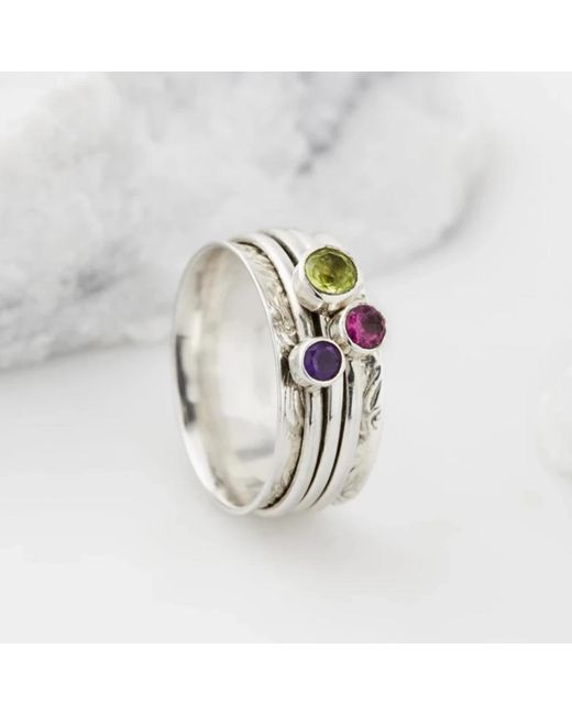 Charlotte's Web Jewellery White Holi Prosperity Silver Spinning Ring