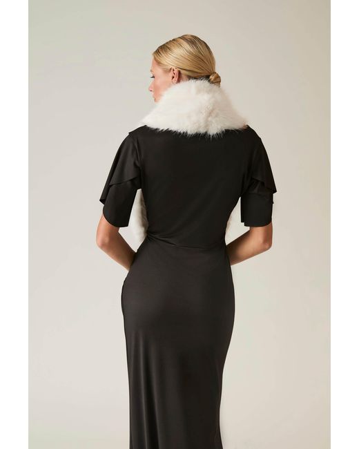 James Lakeland White Buckled Cream Faux Fur Collar
