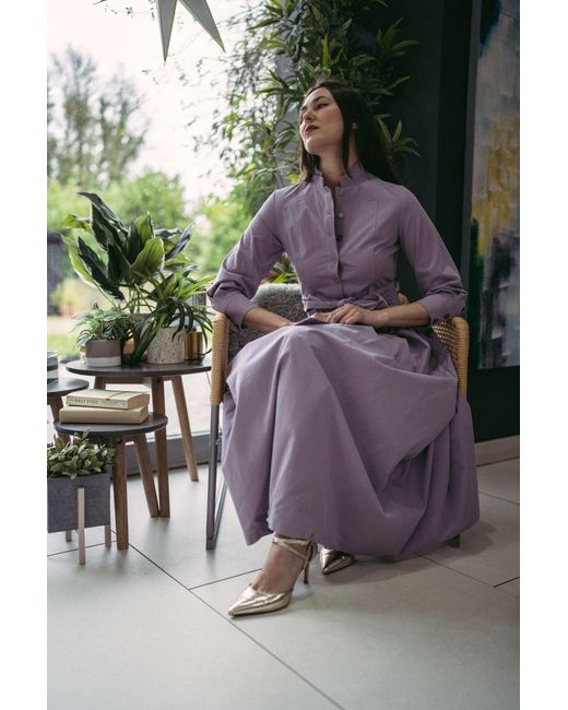 BEIRA Purple Marina Dress Long Pleated Shirt Dress