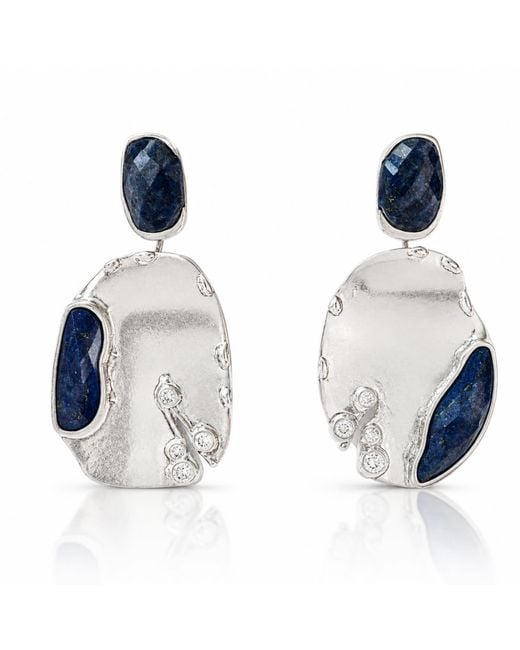 Rare Matters Jewelry Blue Cascade Natural Lapis Gemstone Earring
