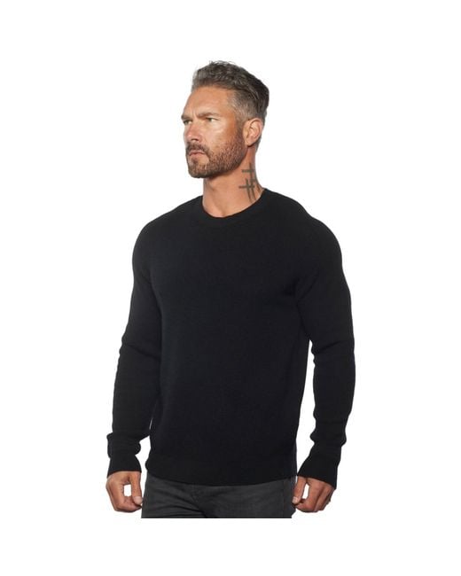 Weston Jon Boucher Black Valen Waffle Knit Cashmere And Wool Fitted Lightweight Sweater for men