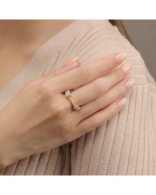 Arte Madrid Metallic Toggle Pavé Pillow Dome Ring