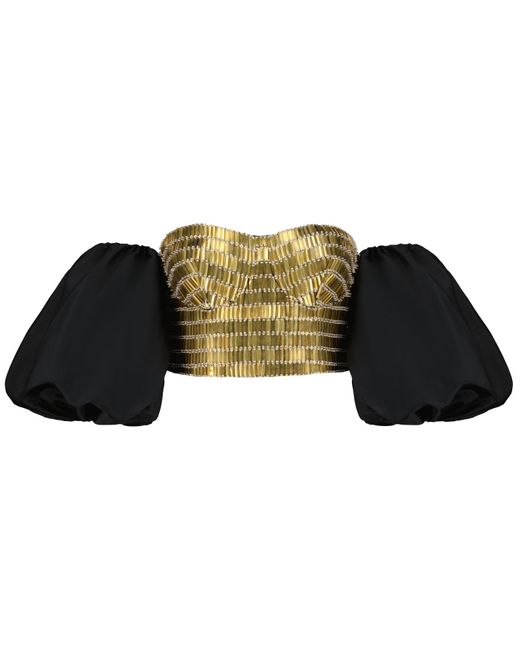 Azzali Multicolor Fully Embroidered Bustier With Metal Embellishment And Crystals