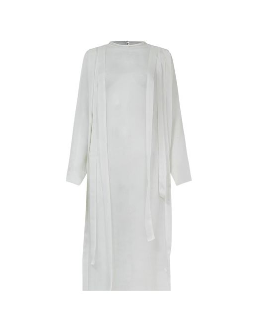 Lorena Saravia White Josefa Silk Long Blouse