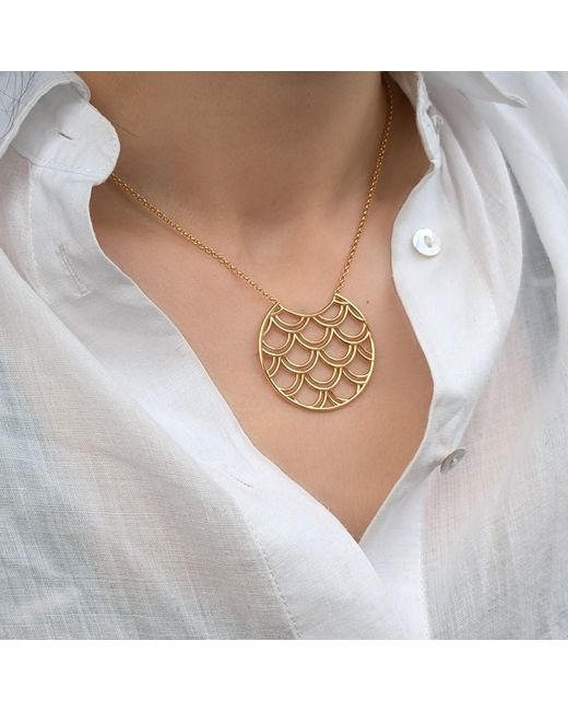 Janus Edinburgh Metallic Sterling Vermeil Tidal Scale Large Circle Necklace