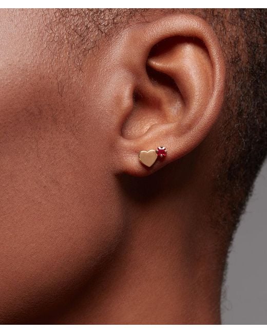 Onia Yellow Square Ruby Heart Studs