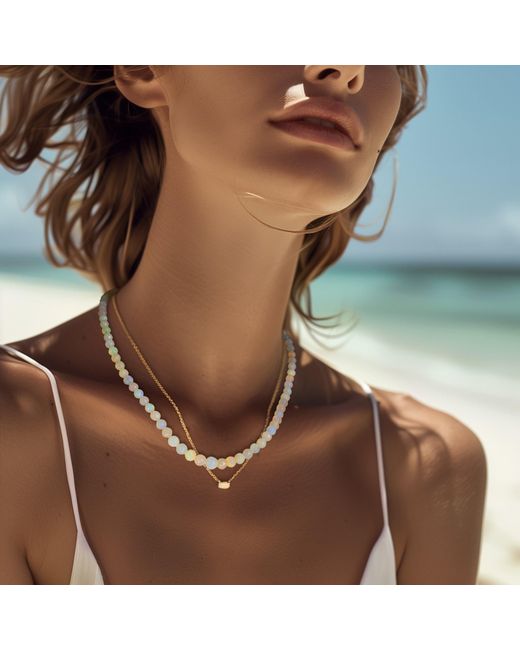Bombyx House Metallic Ethiopian Opal Round Bead Necklace
